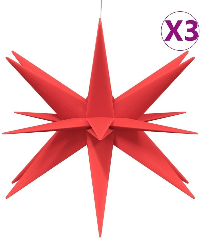 vidaXL LED Christmas stars 3 pcs. foldable red 43 cm