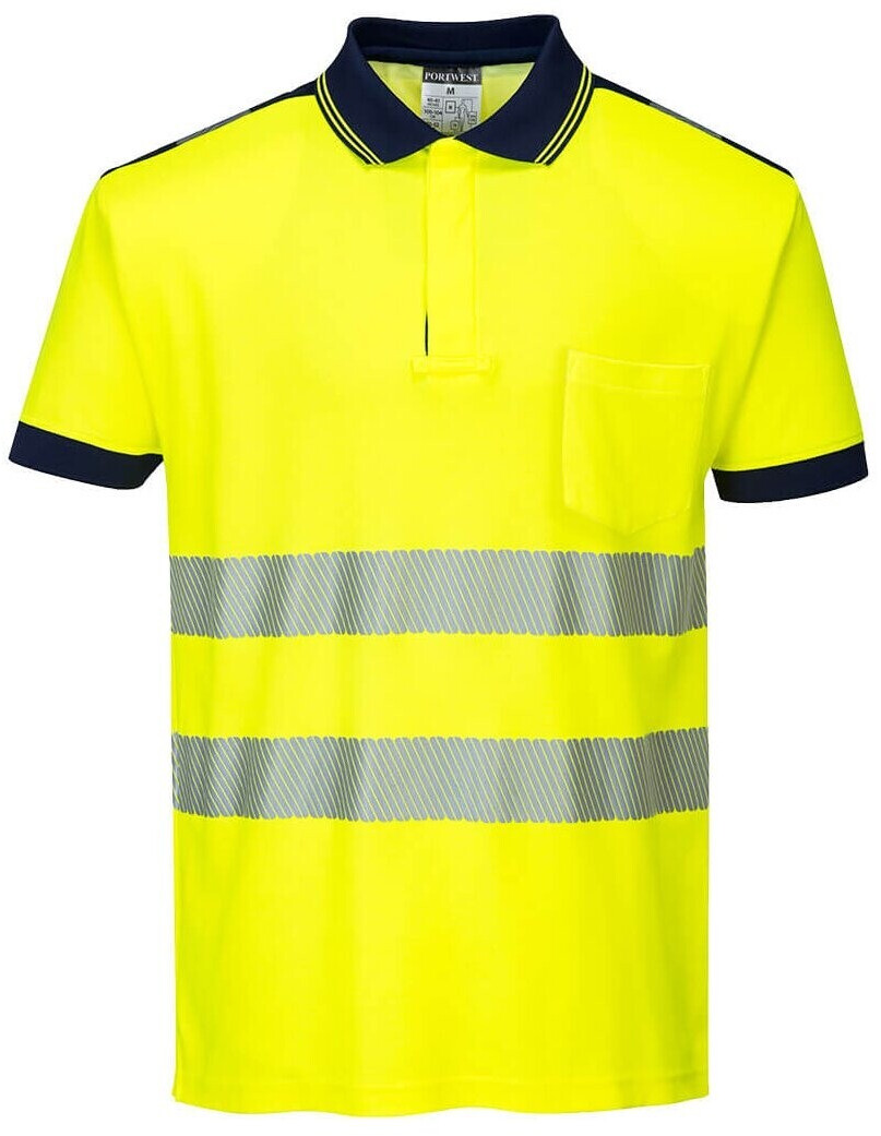 Portwest Warning protection Polo-Shirt T180 PW3 yellow/marine