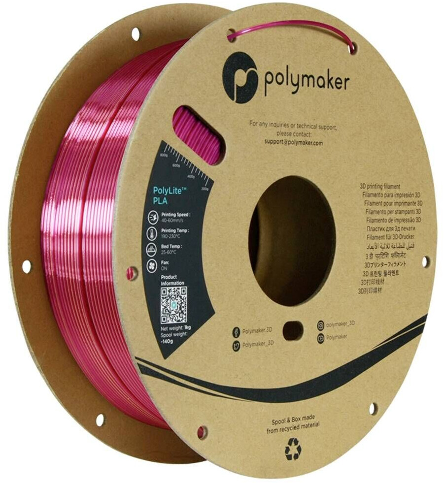 Polymaker PA03023 Dual Silk Filament PLA-Seide Mehrfarbig, Seidig glänzend 1.75mm 1000g Banquet, Go