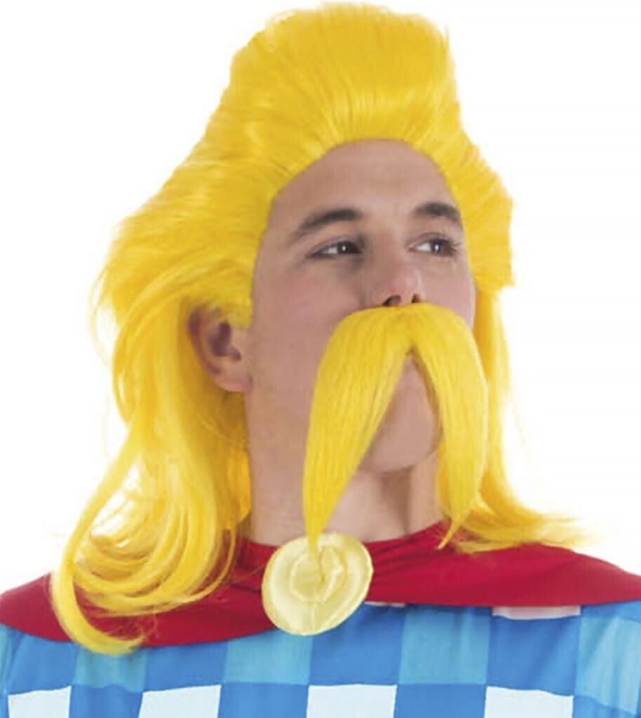 Maskworld Troubadix wig with moustache yellow