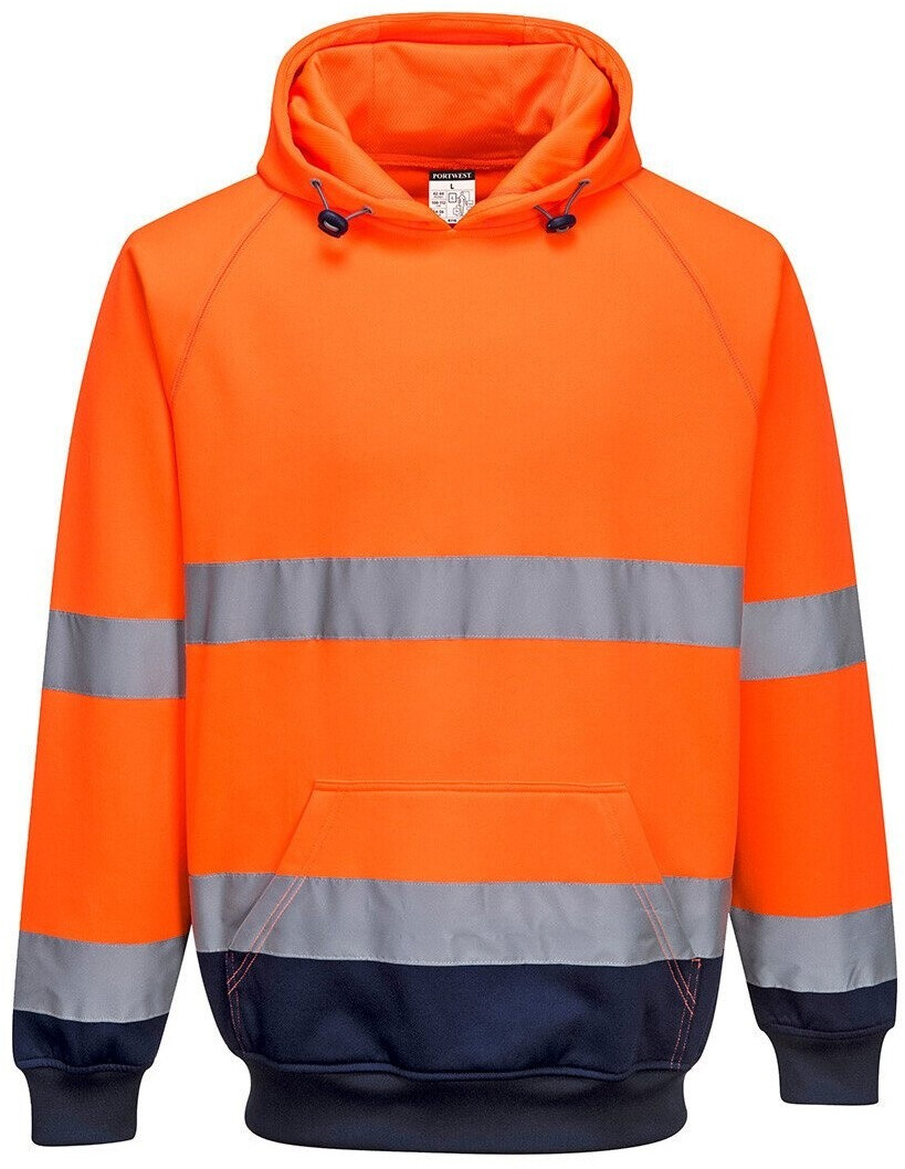 Portwest Warnschutz Kapuzen-Sweatshirt B316 orange/marine