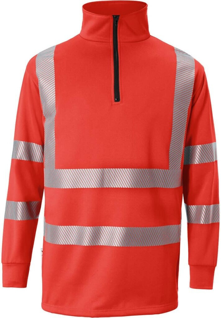 Kübler Warnschutz Zip-Sweatshirt REFLECTIQ UV-Schutz warnrot