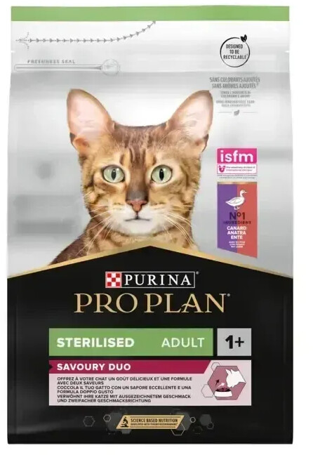 Purina Pro Plan Sterilised Adult Savoury Duo croquettes pour chat canard/foie (3 kg)
