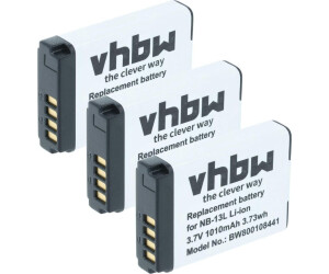 vhbw 3x Akku kompatibel mit Canon PowerShot G7 X Mark III, G7 X Mark II, G9 X Kamera (1010mAh, 3,7V, Li-Ion)