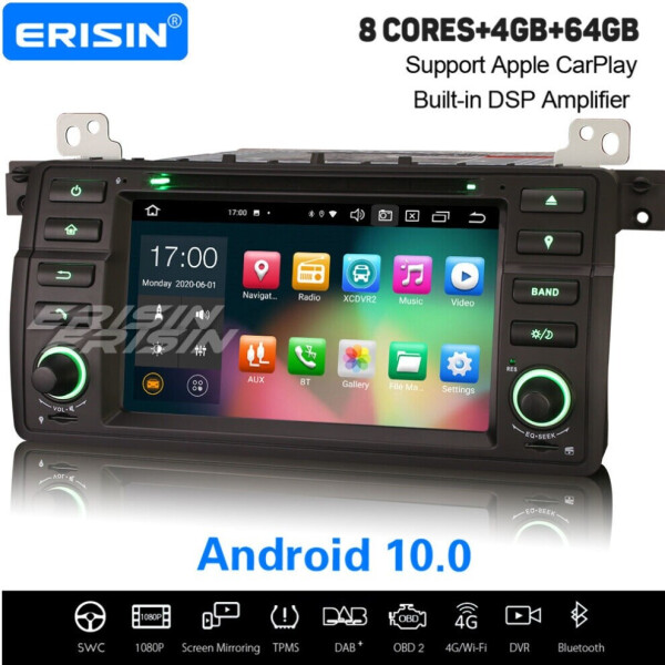 Erisin 8-Core 4+64GB Android 13 Autoradio für für BMW 3er E46/ Rover 75/ MG ZT