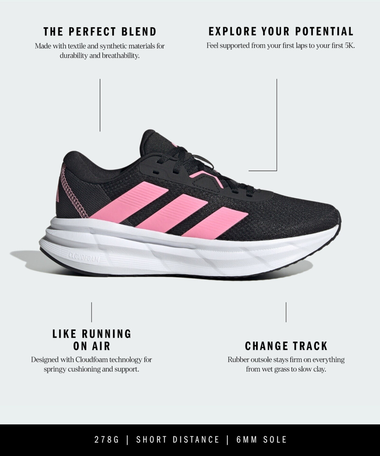 Adidas Galaxy 7 Women (ID8763) core black/bliss pink/carbon