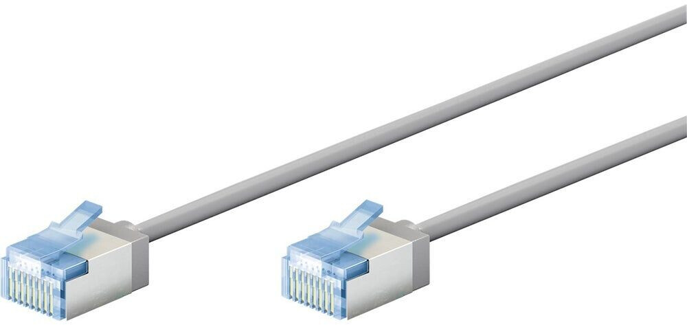 Goobay Ultraflexibles CAT 6A Patchkabel slim U/FTP grau extrakurze Stecker reiner (74305)