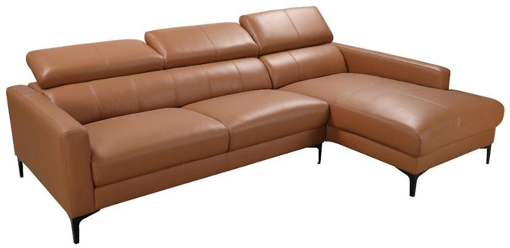 Vente-unique Corner sofa leather - corner right - buffalo leather - Camel - FLORENCE 253x92x173 cm