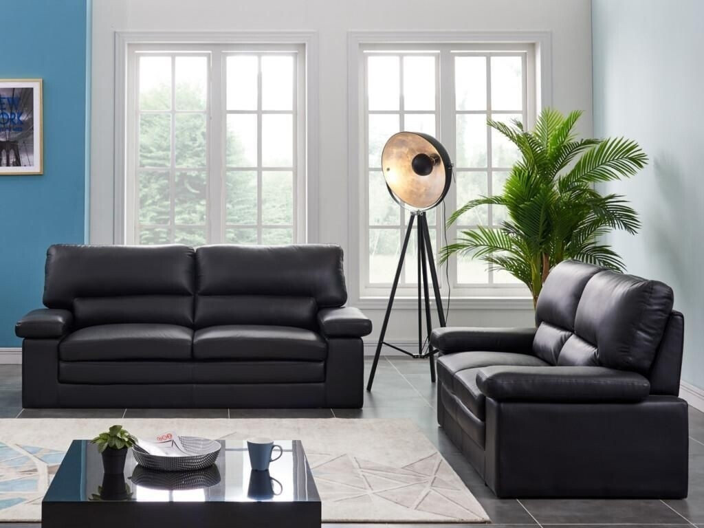 Pascal Morabito Sofa set leather 3+2 - buffalo leather - black - MIMAS 210x97x89 cm
