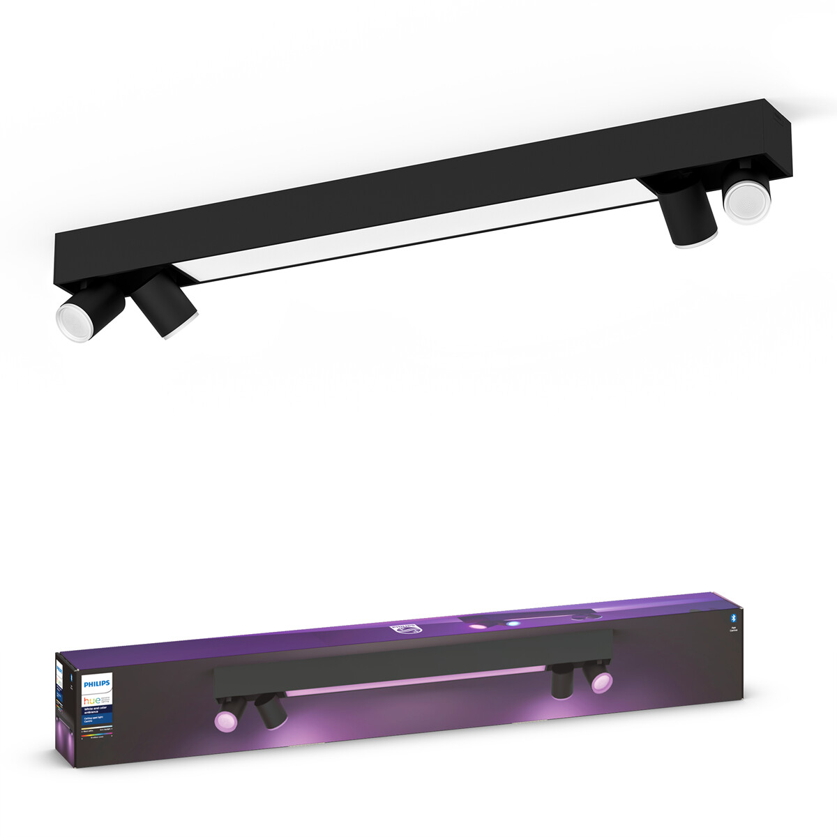 Philips Bluetooth White & Color Ambiance ceiling light Centris in black 42.1W 3800lm 4x GU10