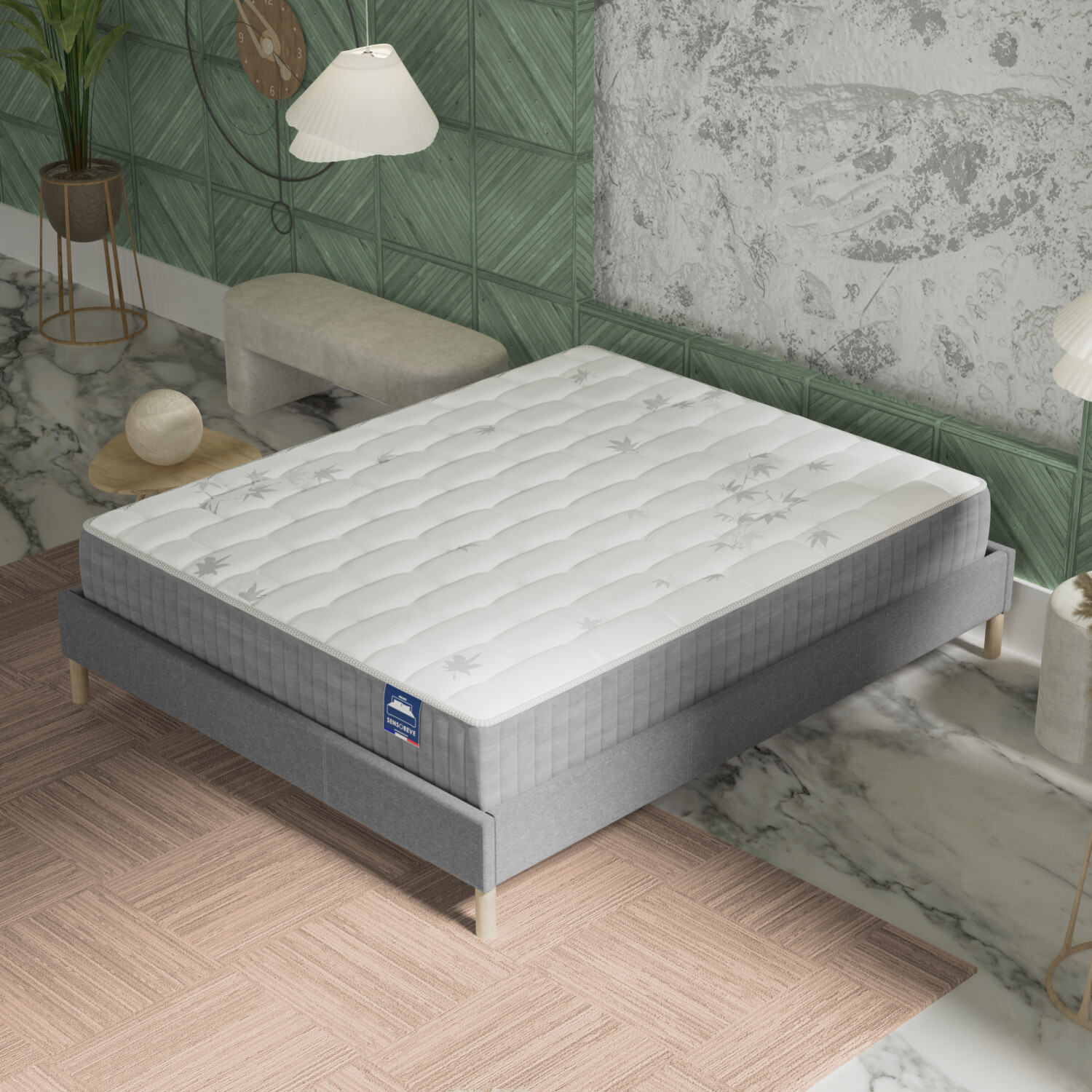 Sensoreve Matelas 180x200 cm Ressorts Ensachés Mousse à Mémoire de Forme