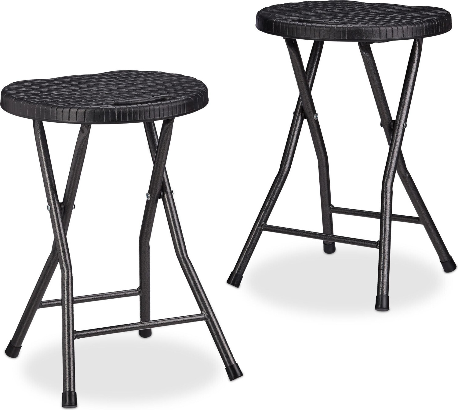 Relaxdays Bastian folding stool set of 2 45 x 32.5 x 29 cm (HxWxD) plastic black