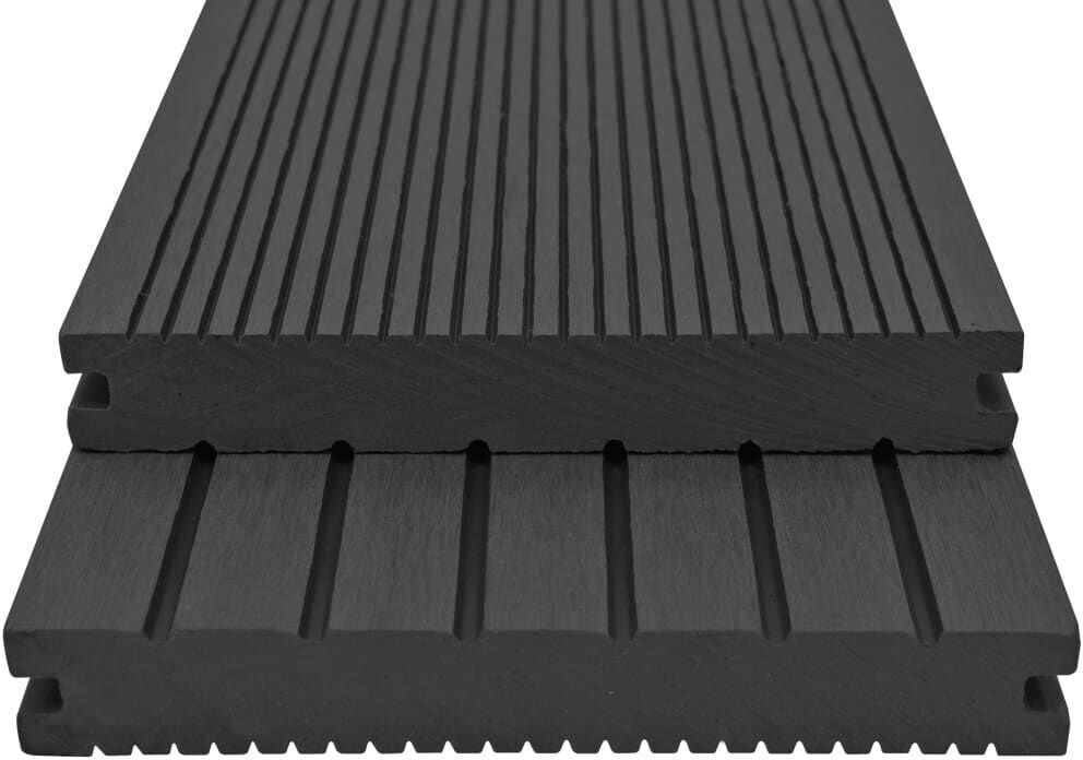 vidaXL WPC Solid decking boards with accessories 10 m² 4 m Black