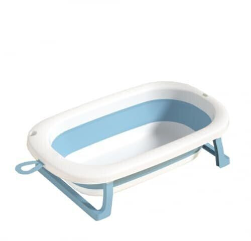 Mobiclinic ® Kids Baby Bath Tub Foldable Bubba Non-Slip Interior Design Easy Carry Hanging Handle Includes Drainage Hose Non-Slip Feet Safe Blue