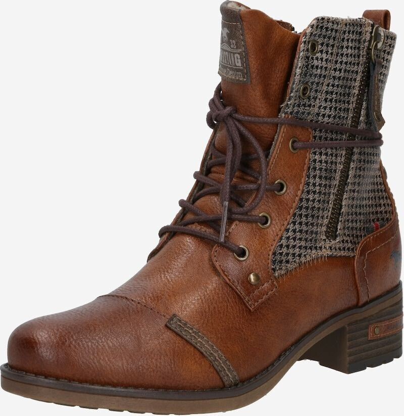 MUSTANG Boots Hound's-Tooth Heels 1229-510-307 cognac