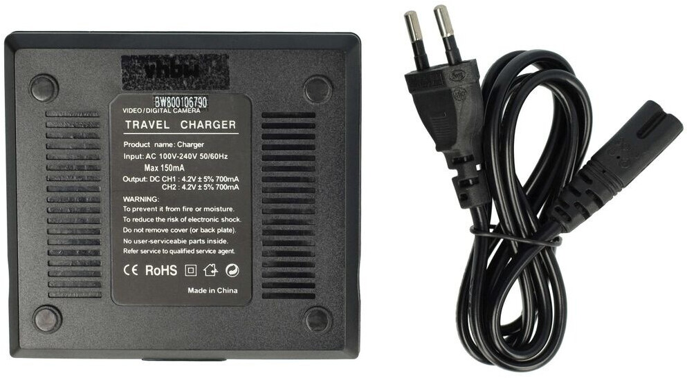 vhbw Dual Ladegerät kompatibel mit Ricoh DB-70, DB-60 Kamera Camcorder/Akku - Ladeschale, Ladestandsanzeige