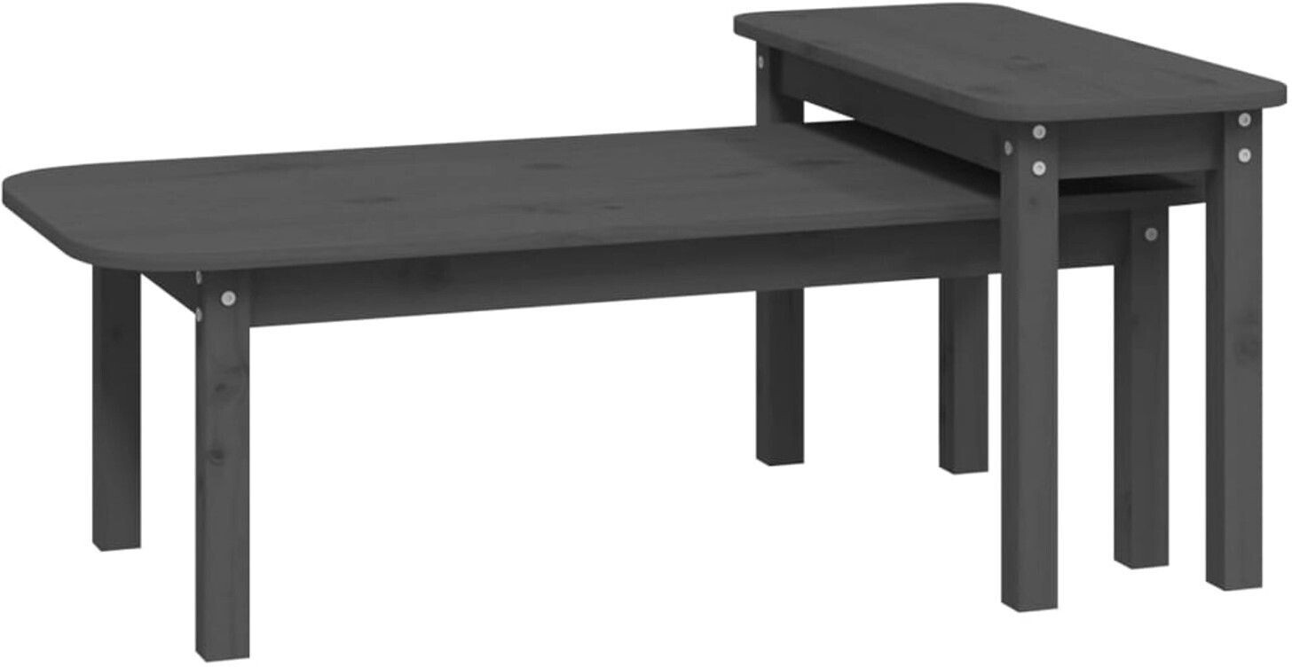 vidaXL 2 pcs. Coffee table set gray solid pine wood