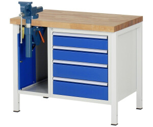 Rau Werkbank Modell 8185 4 Schubladen Schrank + Einschiebetür inkl. Schraubstock 1000 x 700