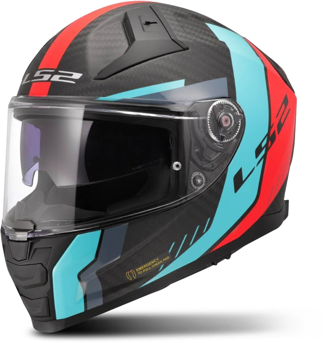 LS2 FF811 Vector II Carbon Grid noir/rouge/bleu