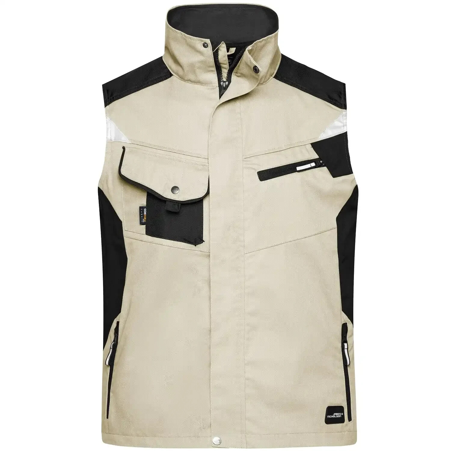 James & Nicholson Arbeitsweste JN822 stone/black