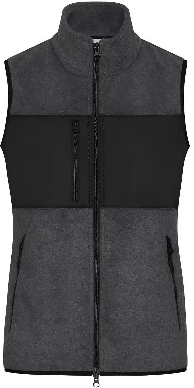 James & Nicholson Damen Fleeceweste JN1309 dark-melange/black