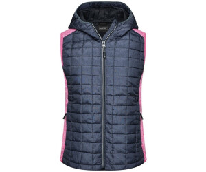 James & Nicholson Damen Kapuzenweste JN767 pink-melange/anthracite-melang