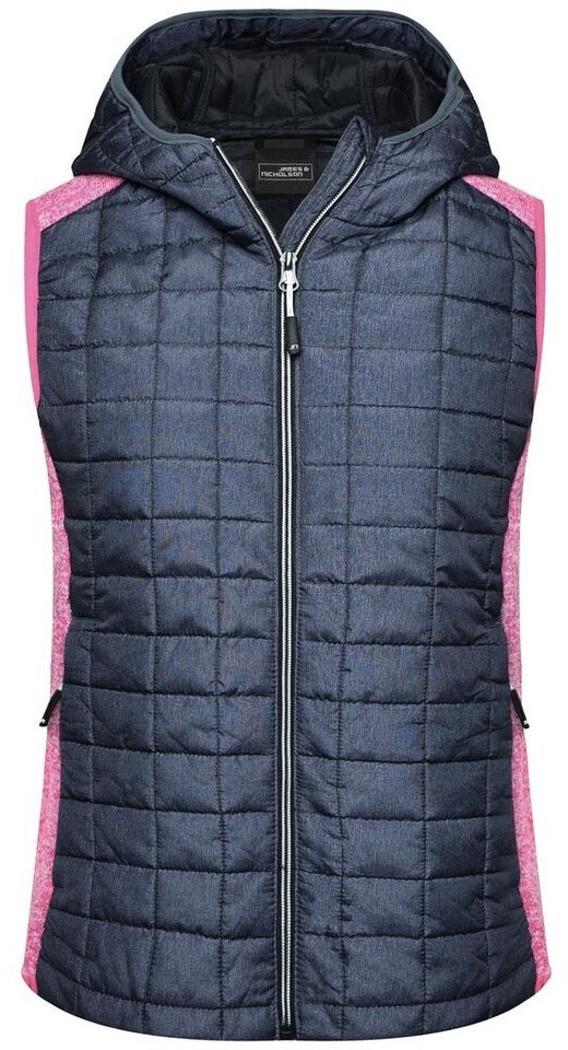 James & Nicholson Damen Kapuzenweste JN767 pink-melange/anthracite-melang