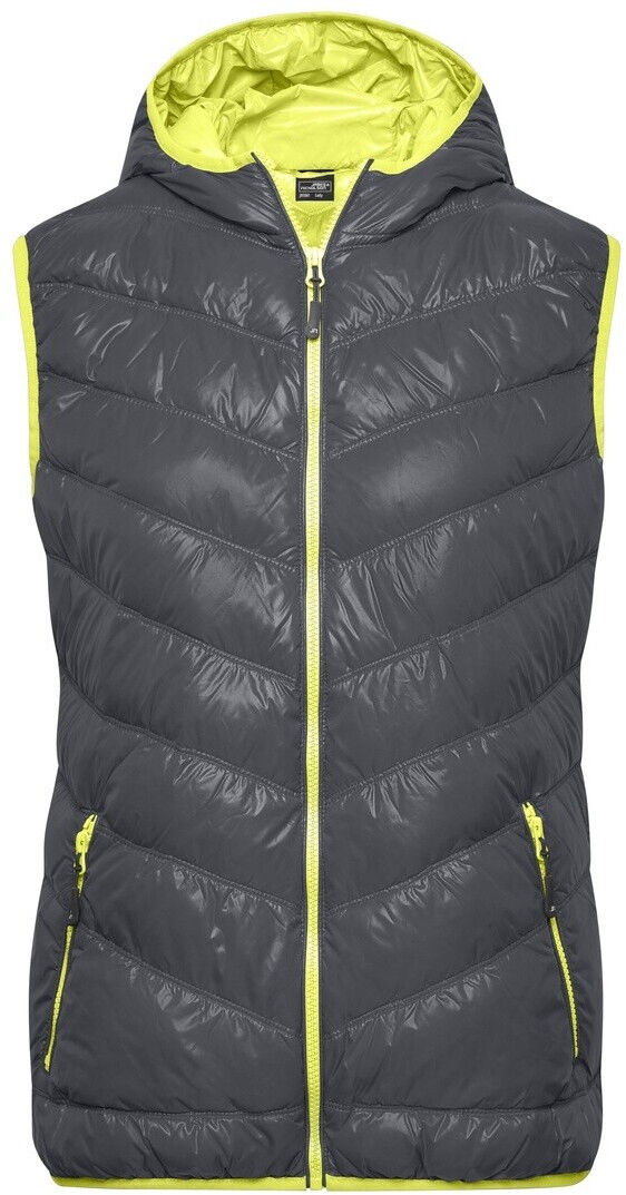 James & Nicholson Ultraleichte Damen Daunenweste JN1061 carbon/acid-yellow