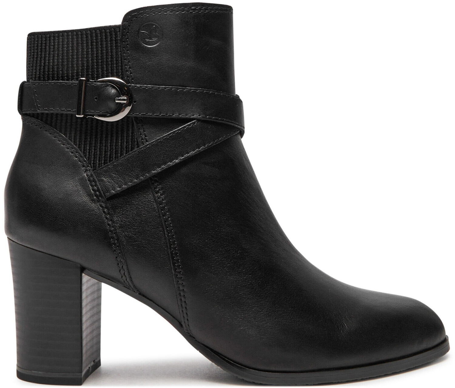 Caprice with block heel and decorative buckle black