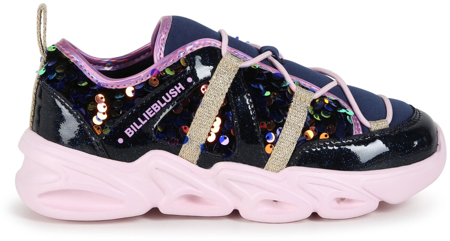 Billieblush Navy blue glitter leather sneakers