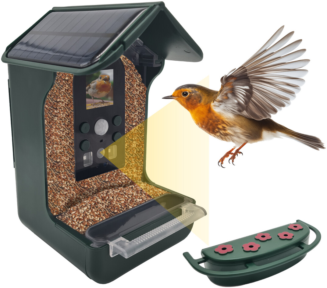 Berger & Schröter Bird feeder with camera and solar