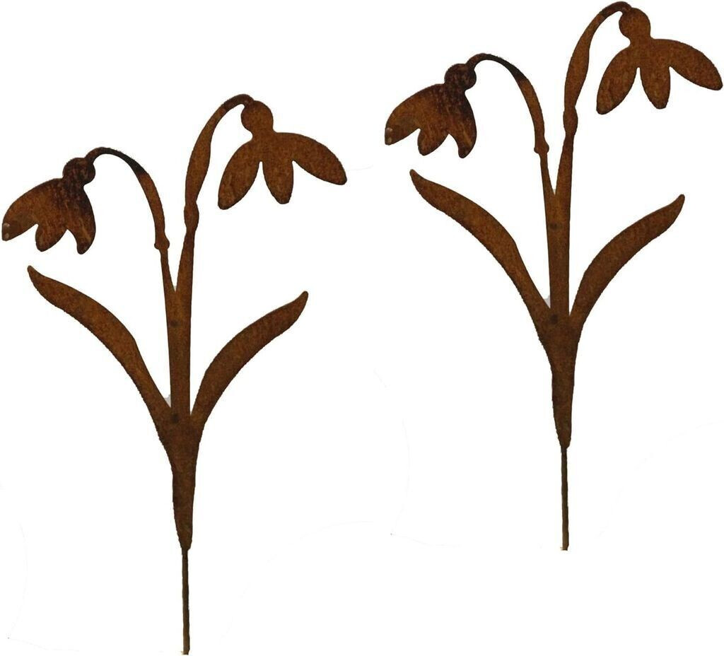 Set Di 2 Spine Da Giardino In Metallo Arrugginito Bornhöft – Foglia Di Ginkgo Alte 60 Cm, Decorazione Rustica Per Esterni, Fatte A Mano