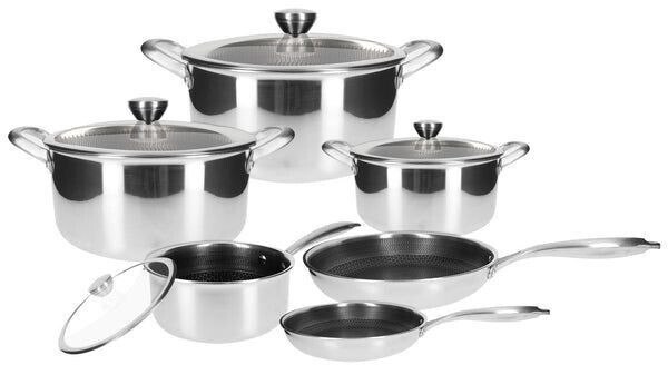Cheffinger Ensemble cuisine inox 10 pièces