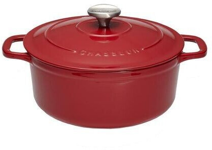 Chasseur Cocotte ronde fonte 18 cm rouge avec bouton de couvercle argent