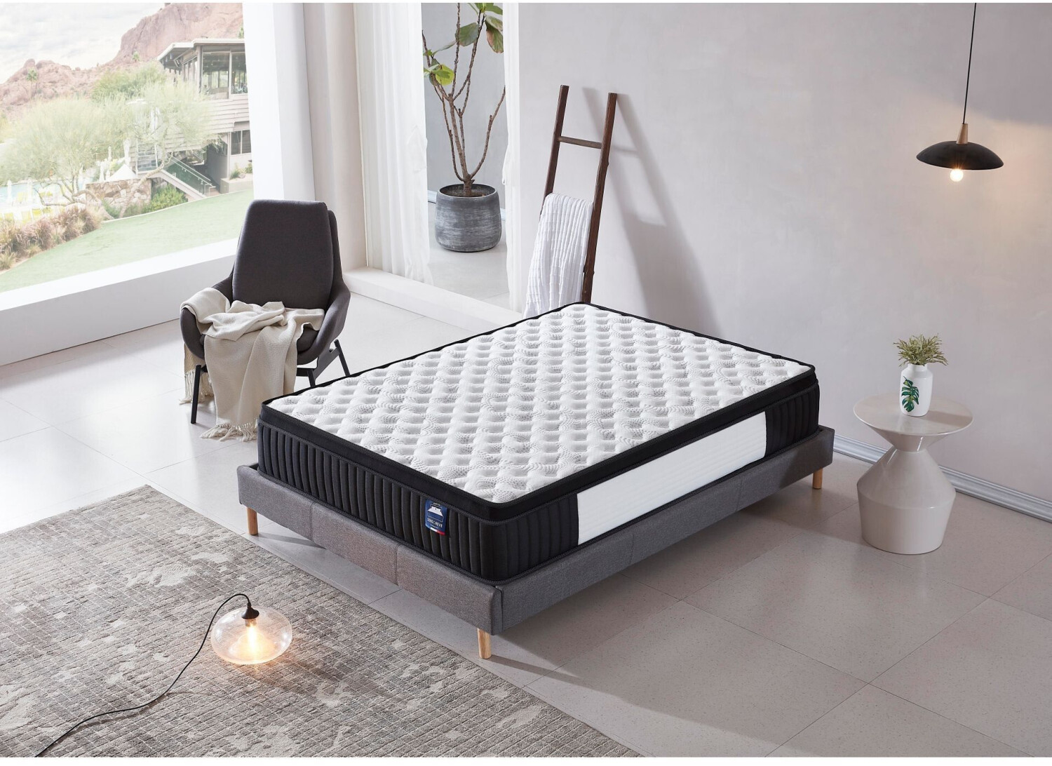 Sensoreve Ensemble matelas ressorts ensachés + sommier 180 x 200 cm gris