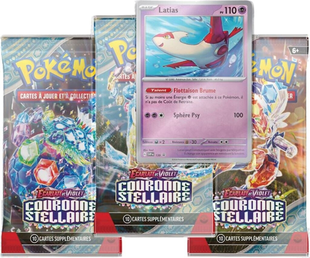 Asmodée Pokémon Pack 3 boosters Écarlate & Violet Couronne stellaire EV07 (français)