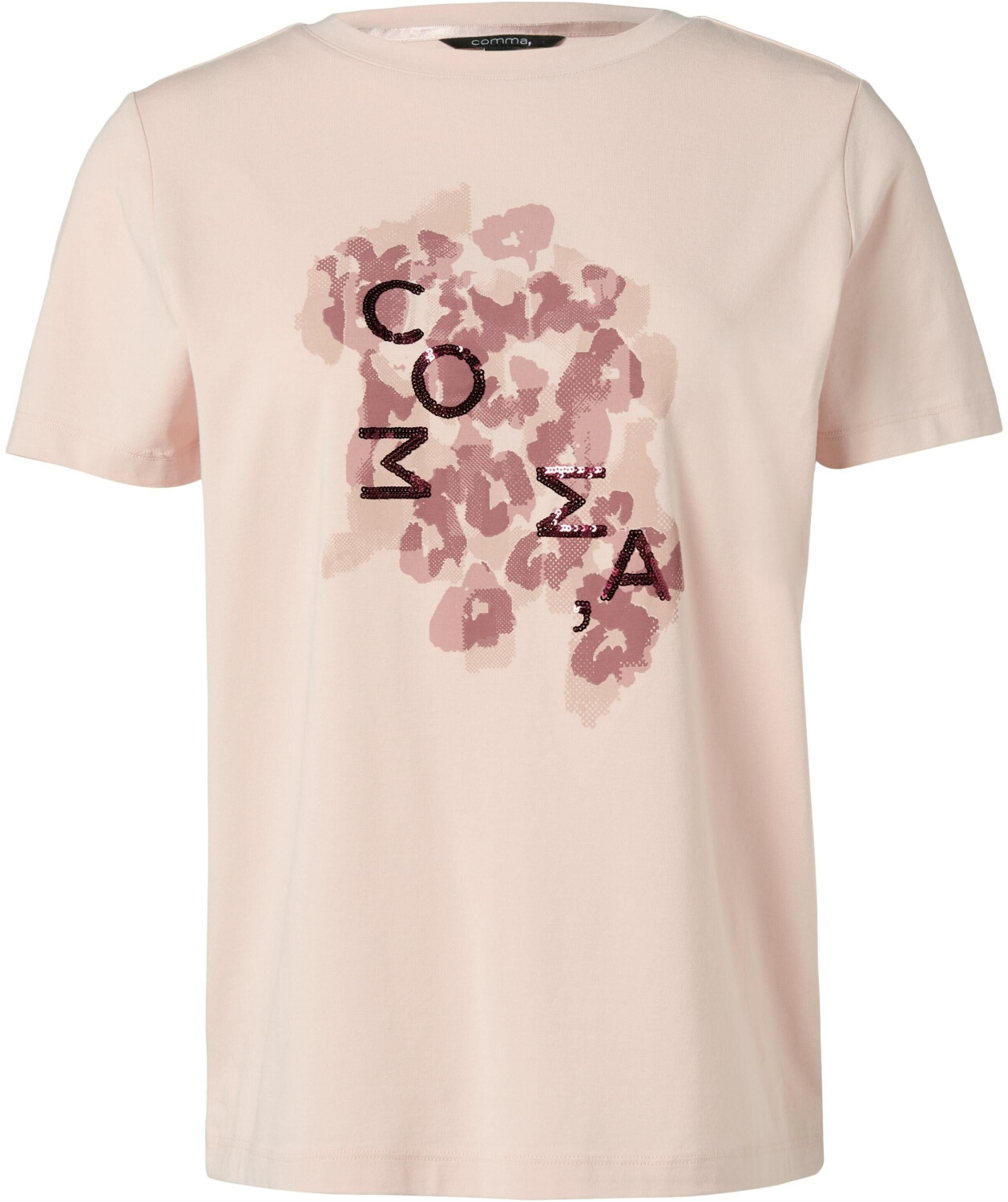 Comma 2157317 – T-Shirt Donna Manica Corta Con Stampa Frontale Artistica, Vestibilità Normale