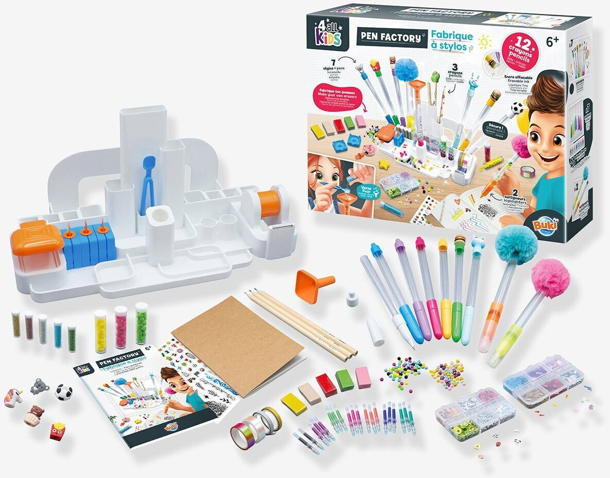 Station De Customisation De Stylos Buki – Kit Créatif Enfant Dès 6 Ans – Inclut Stylos, Stickers, Gommes à Fabriquer