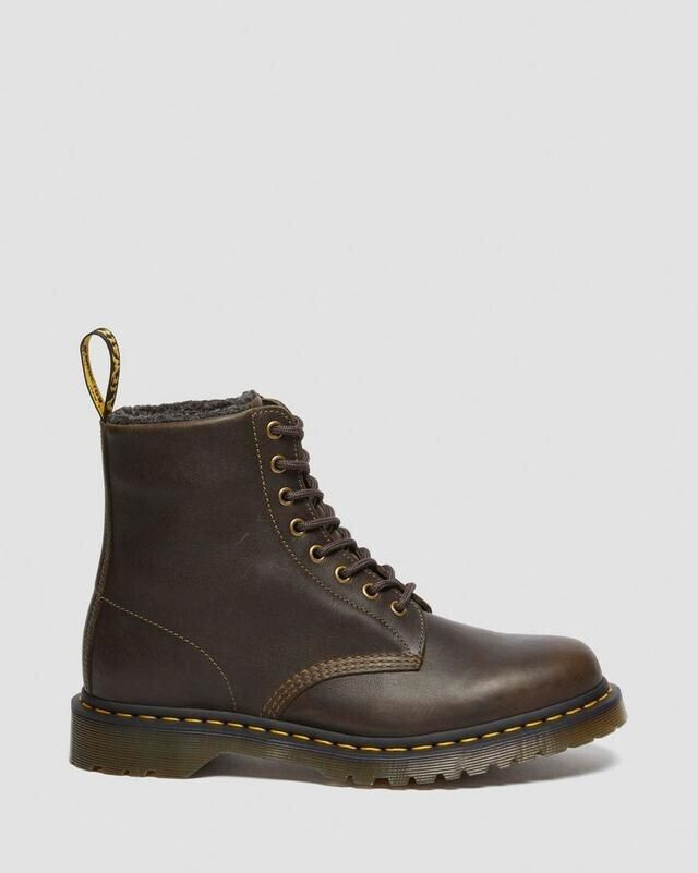 Dr. Martens 1460 Faux Fur Lined Grizzly leather Lace Up Boots Women olive