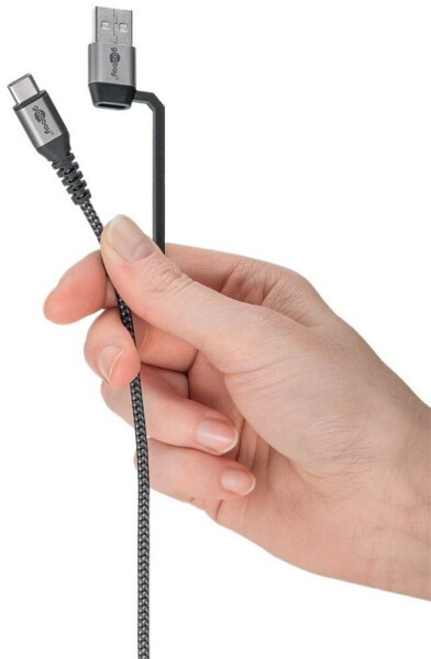Goobay 2in1 USB-Textilkabel, spacegrau/silber, 3 m, Bild 9
