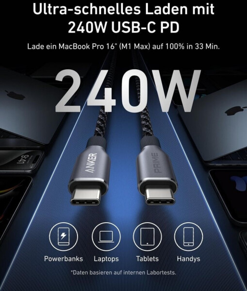 Anker Prime USB-C auf USB-C Kabel 240W 1,8m, Bild 2