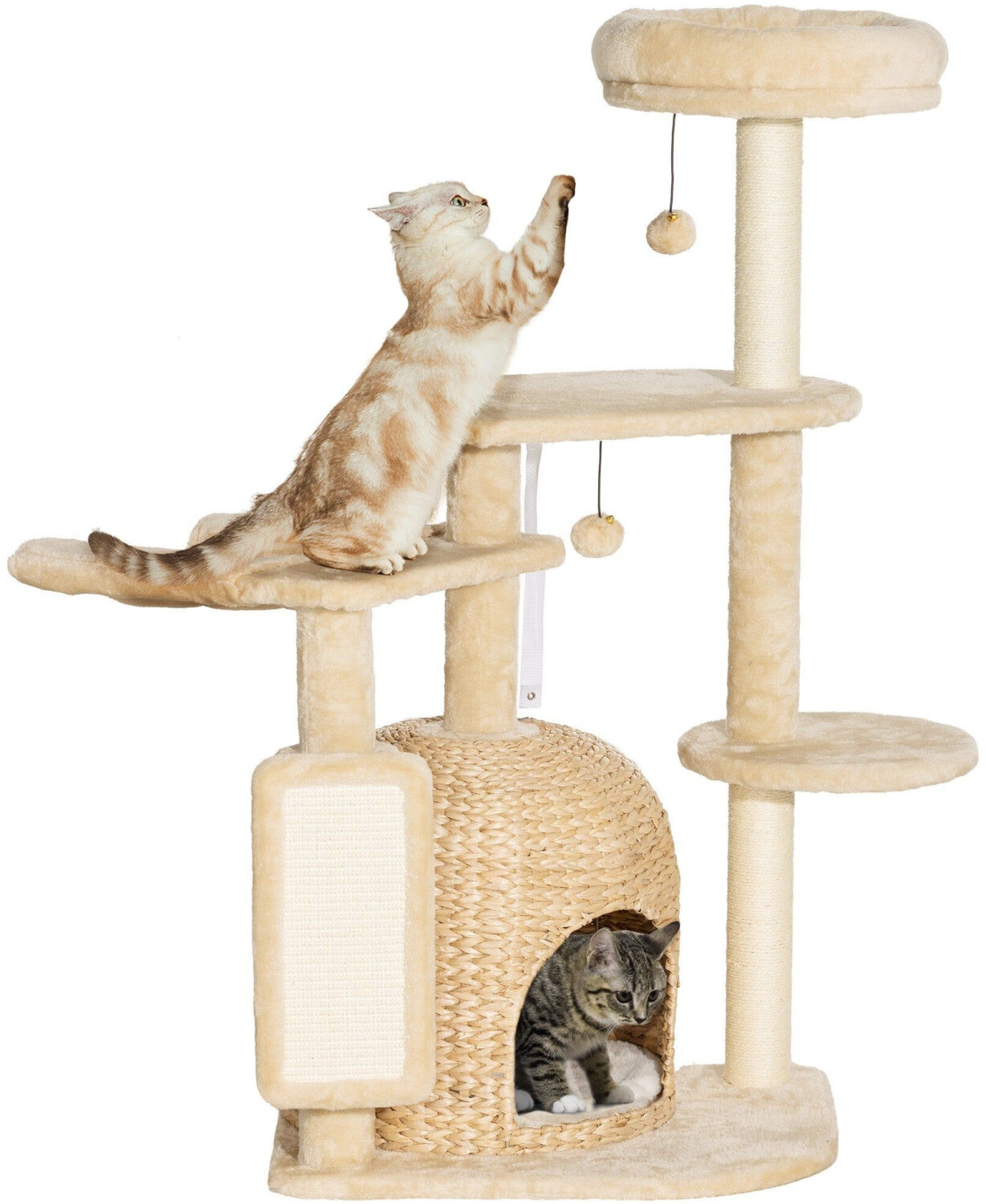 Pawhut Arbre à chat style cosy chic avec grande niche 112 cm beige (D30-845V00BG)