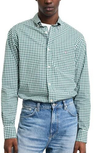 GANT Chemise REG POPLIN Gingham vert forêt profond