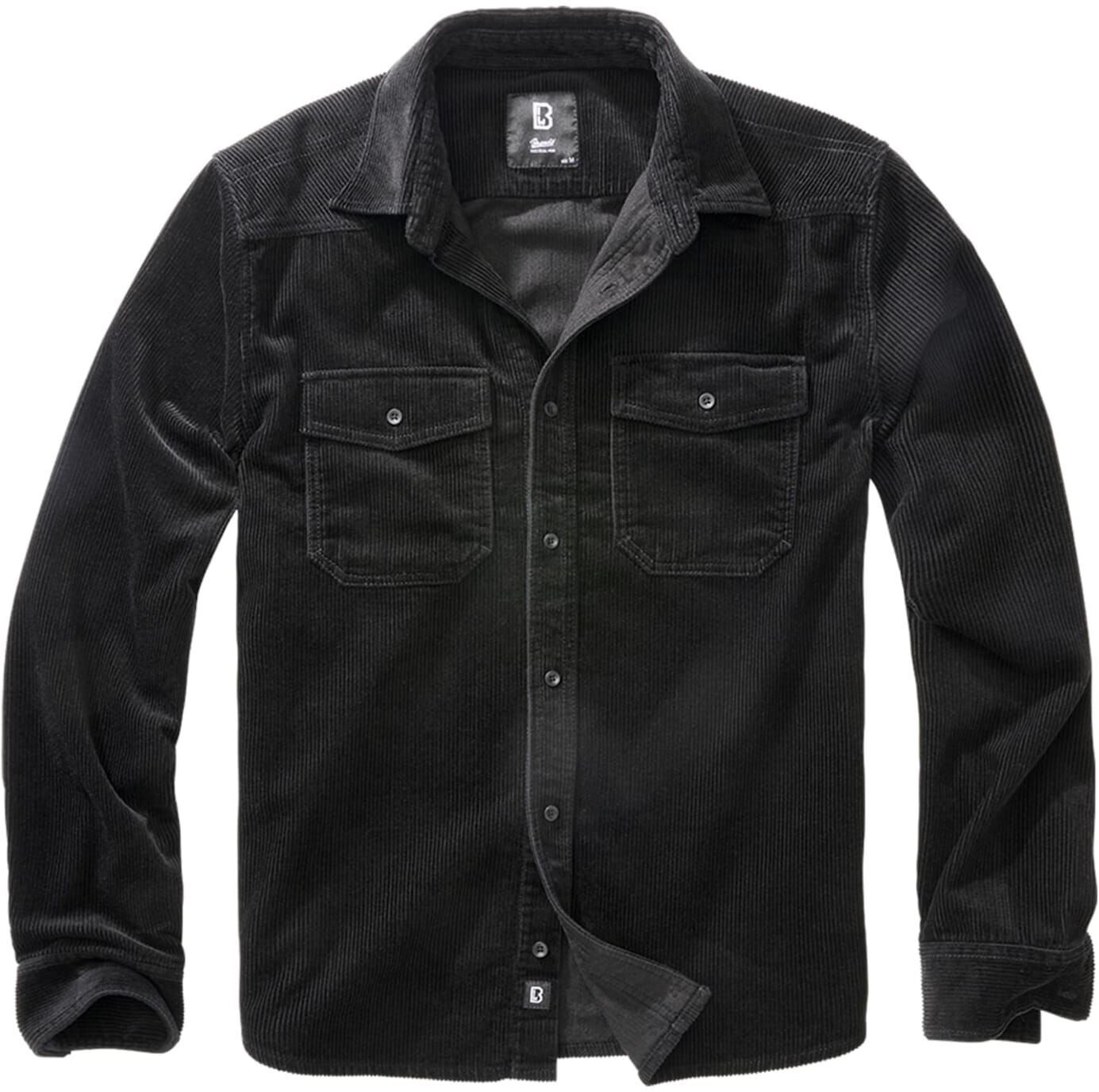 Brandit Chemise en velours côtelé Classic Chemise à manches longues noire