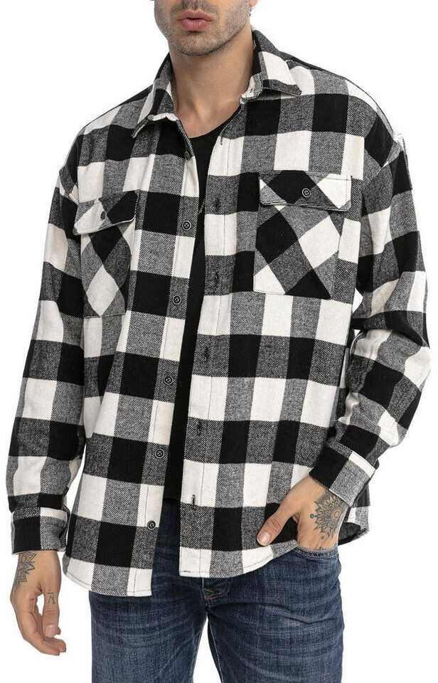 Redbridge Chemise à carreaux style bûcheron design vintage noir blanc
