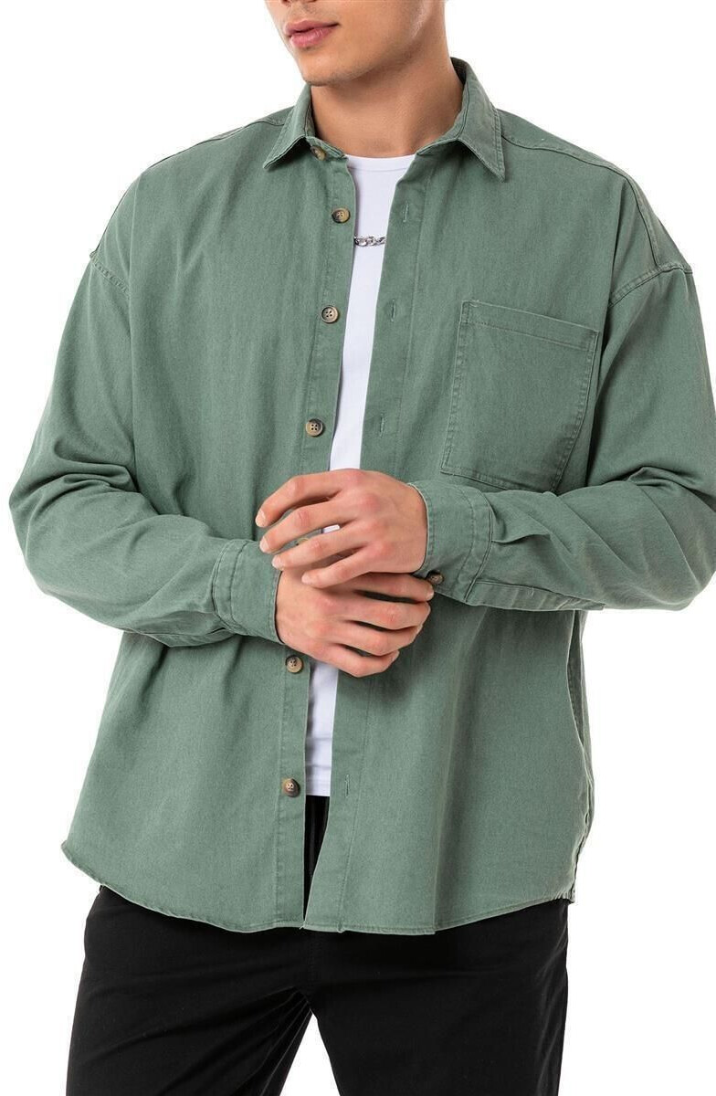Redbridge Chemise en jean premium denim manches longues oversize kaki