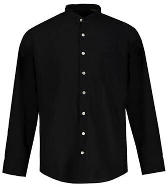 JP 1880 Chemise lin mélangé col montant Modern Fit noir 790394130