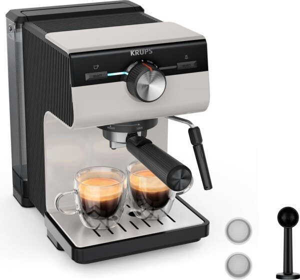 Krups Authentic Espresso-Siebträgermaschine XP381B10 Grey Creme