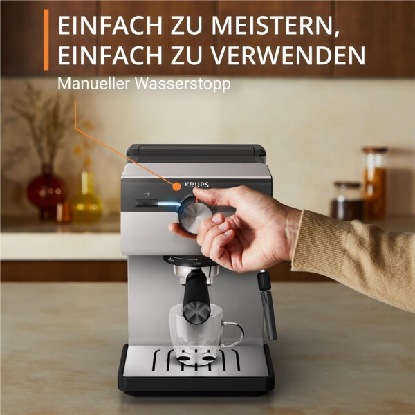 Krups Authentic Espresso-Siebträgermaschine XP381B10 Grey Creme, Bild 4