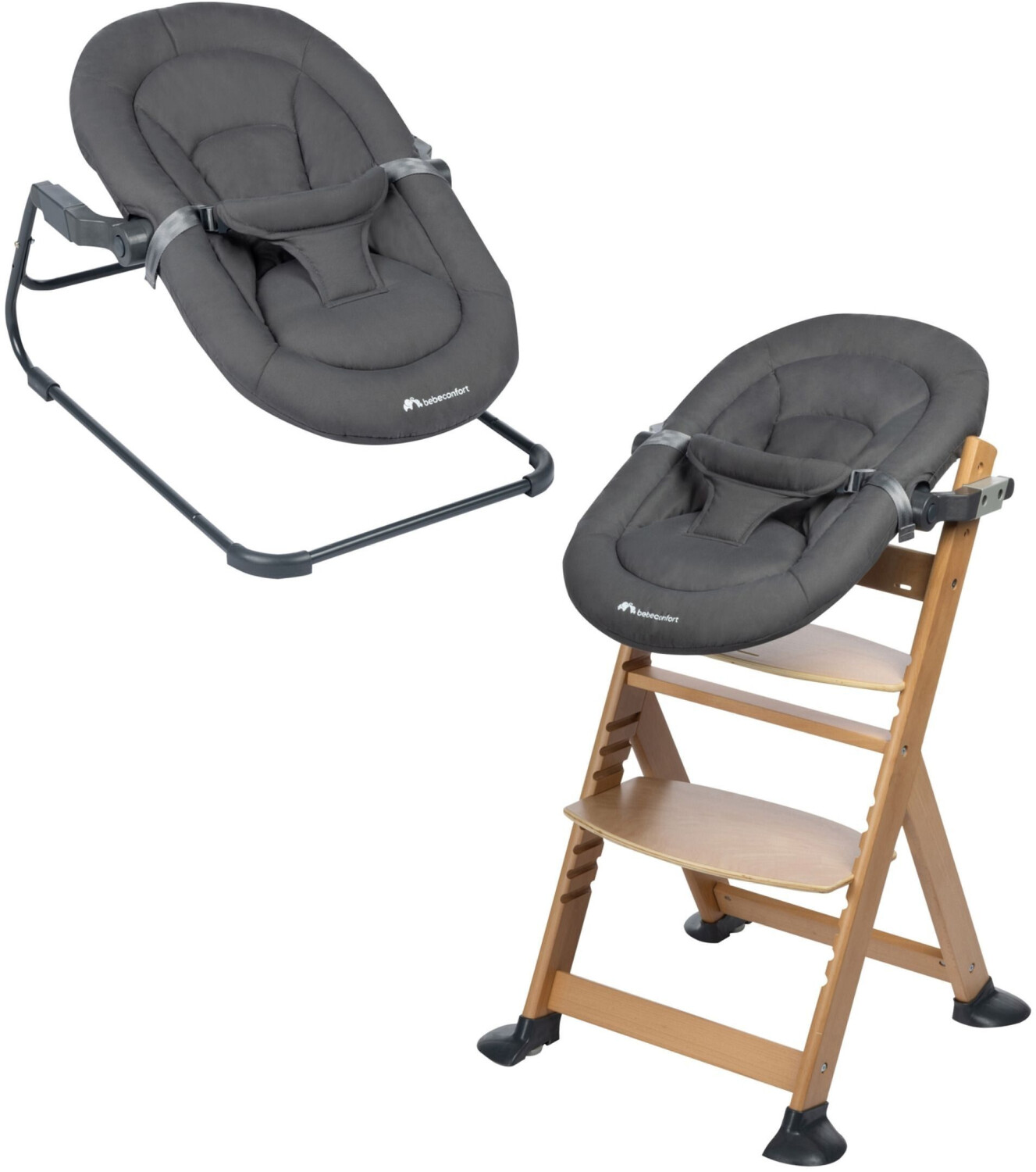 Bebeconfort 2-in-1 baby bouncer for Timba high chair grey